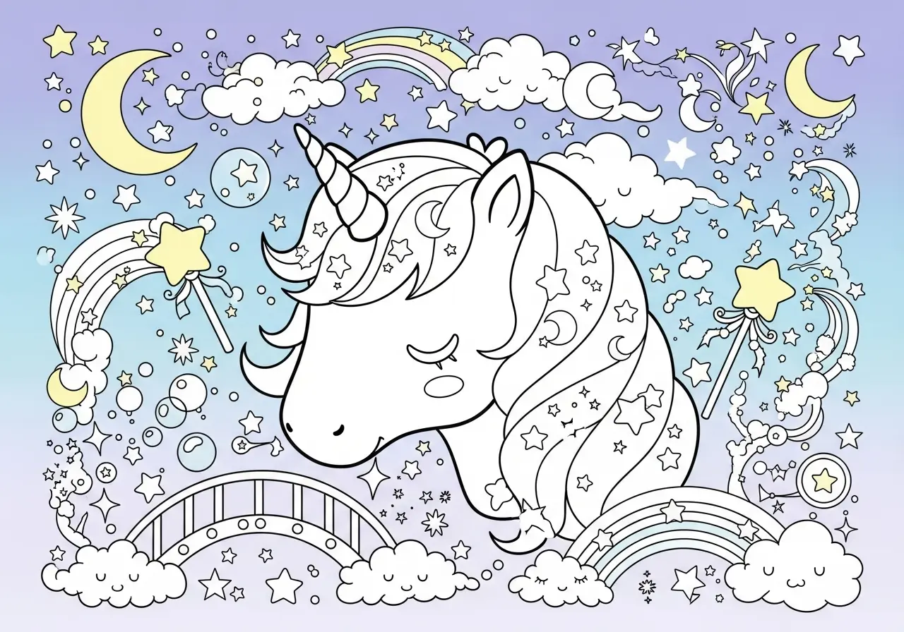 Celestial unicorns with star and moon themes from Sanrio