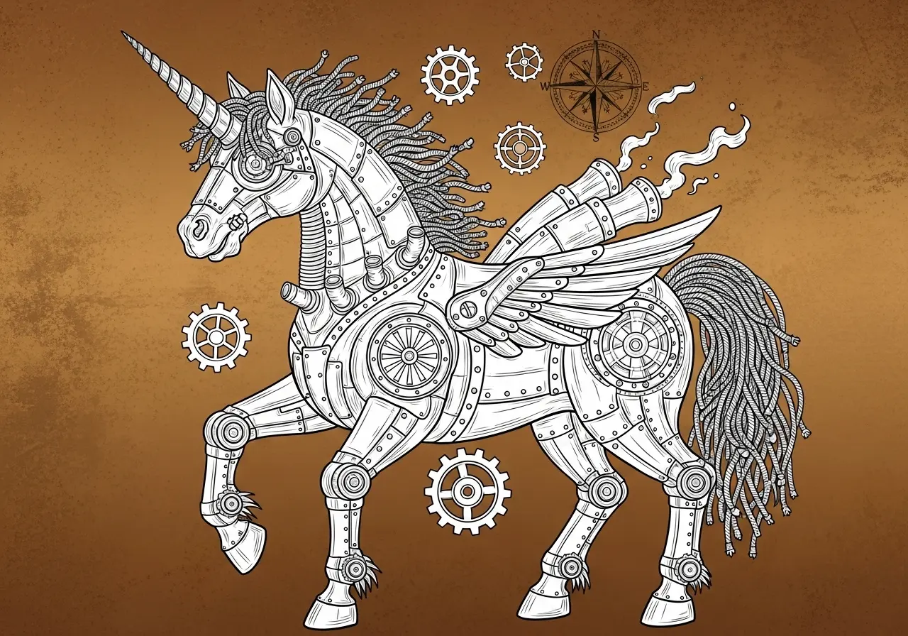 Victorian-era mechanical elements with gears, brass, and steam power