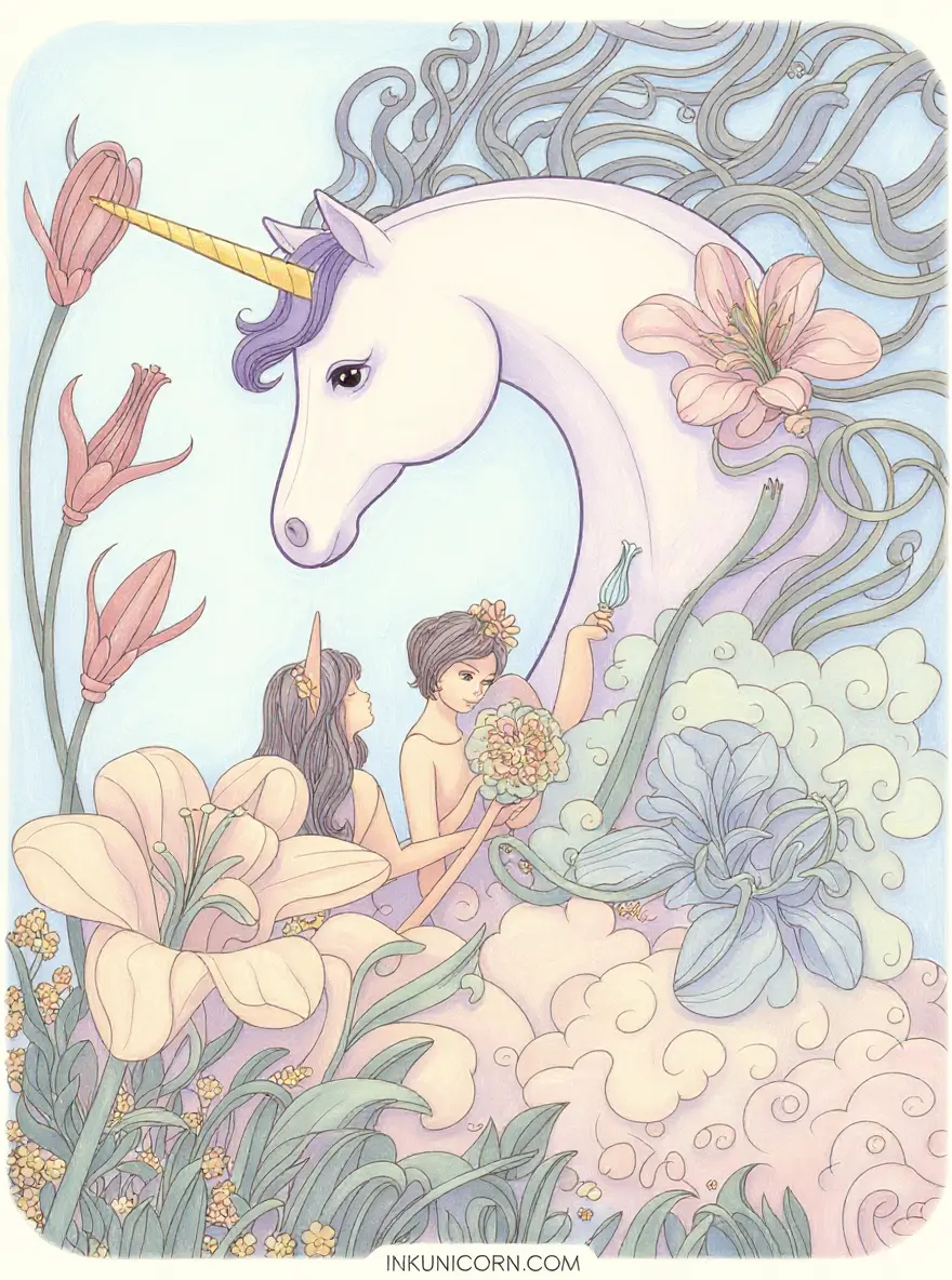 Art Nouveau Little Twin Stars Unicorn