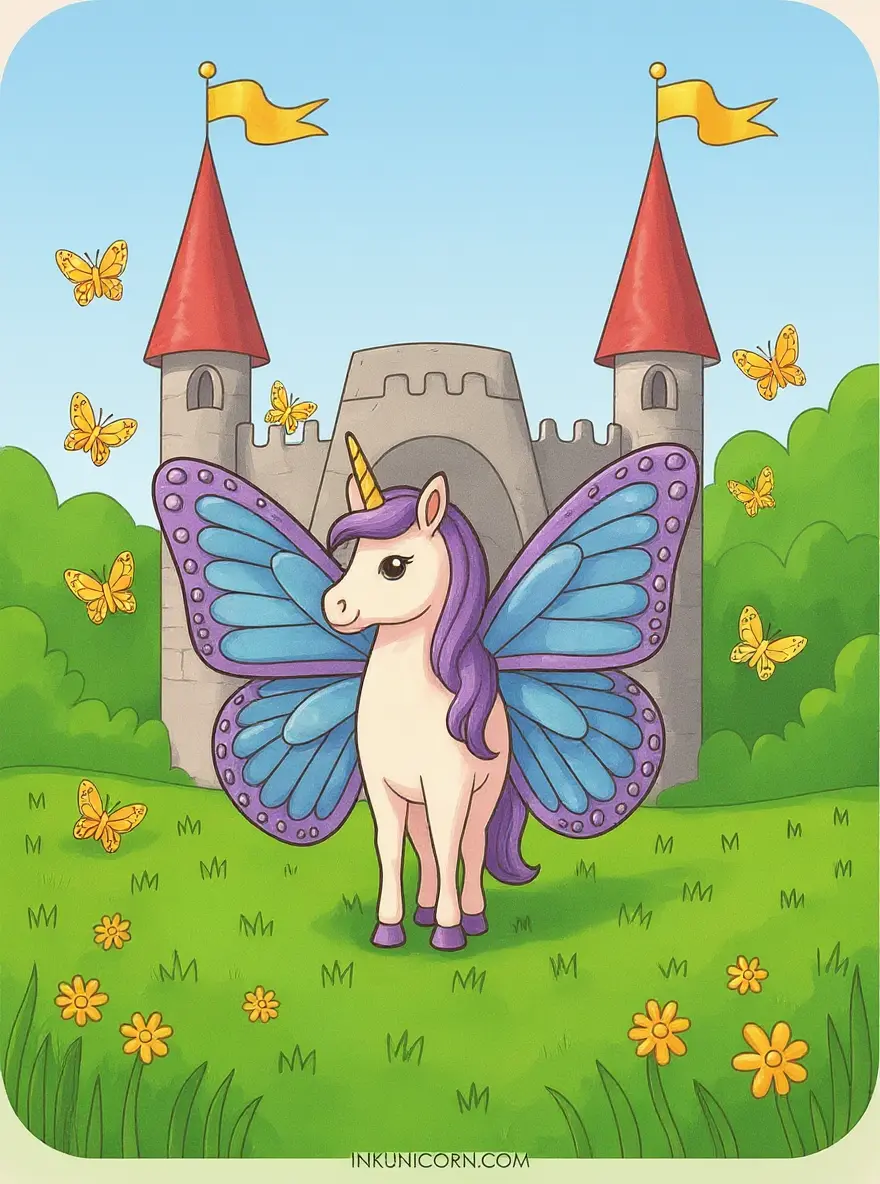 Butterfly Unicorn Fairy Tale Castle