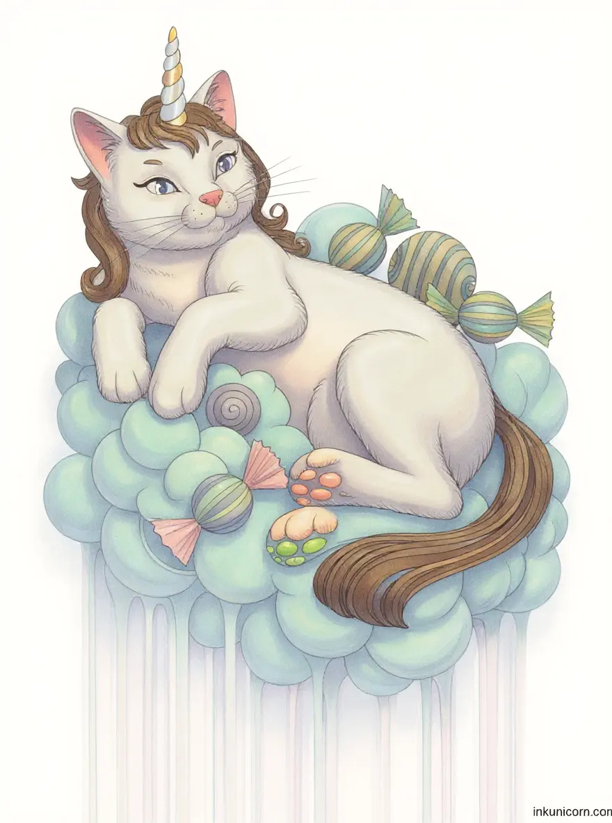 Cat Unicorn in Candy Clouds