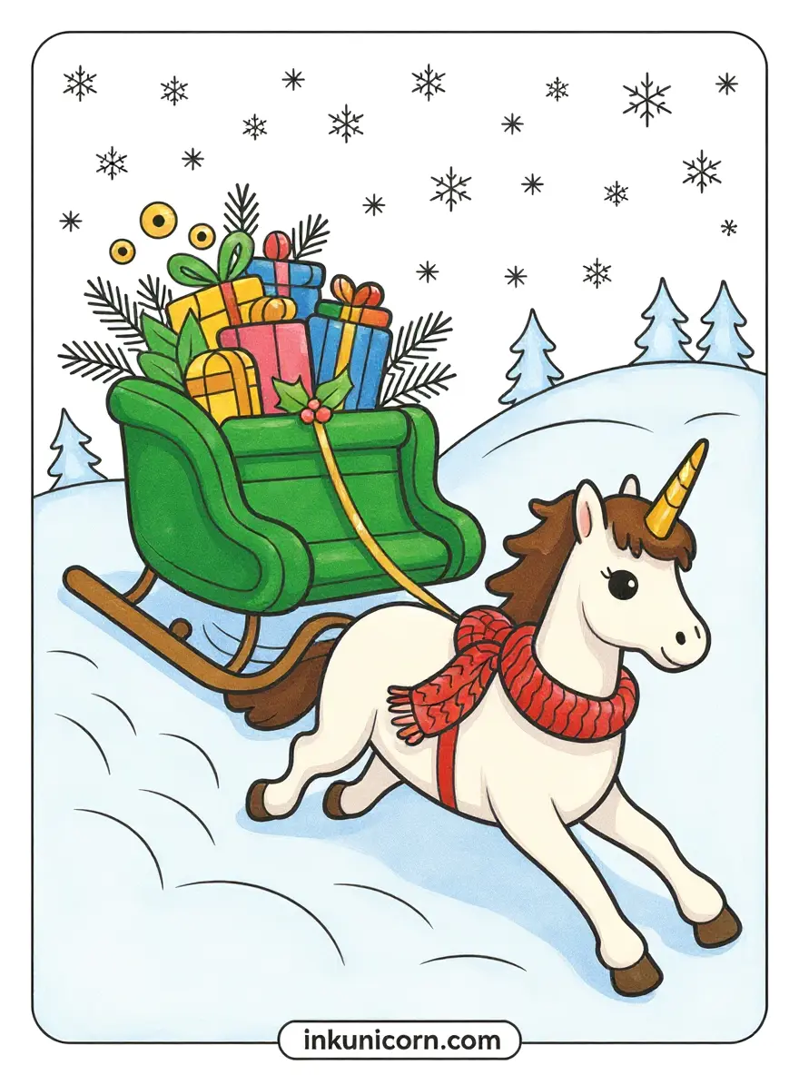 Christmas Pegasus Unicorn Sleigh