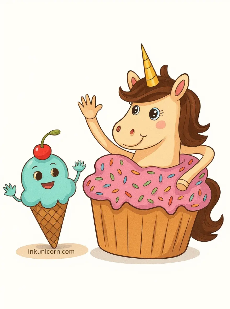 Cupcake Unicorn and Ice Cream Friend