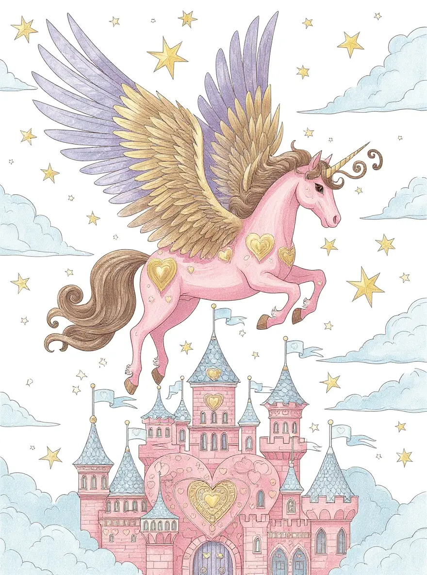 Detailed Heart Pegasus Over Star Castle