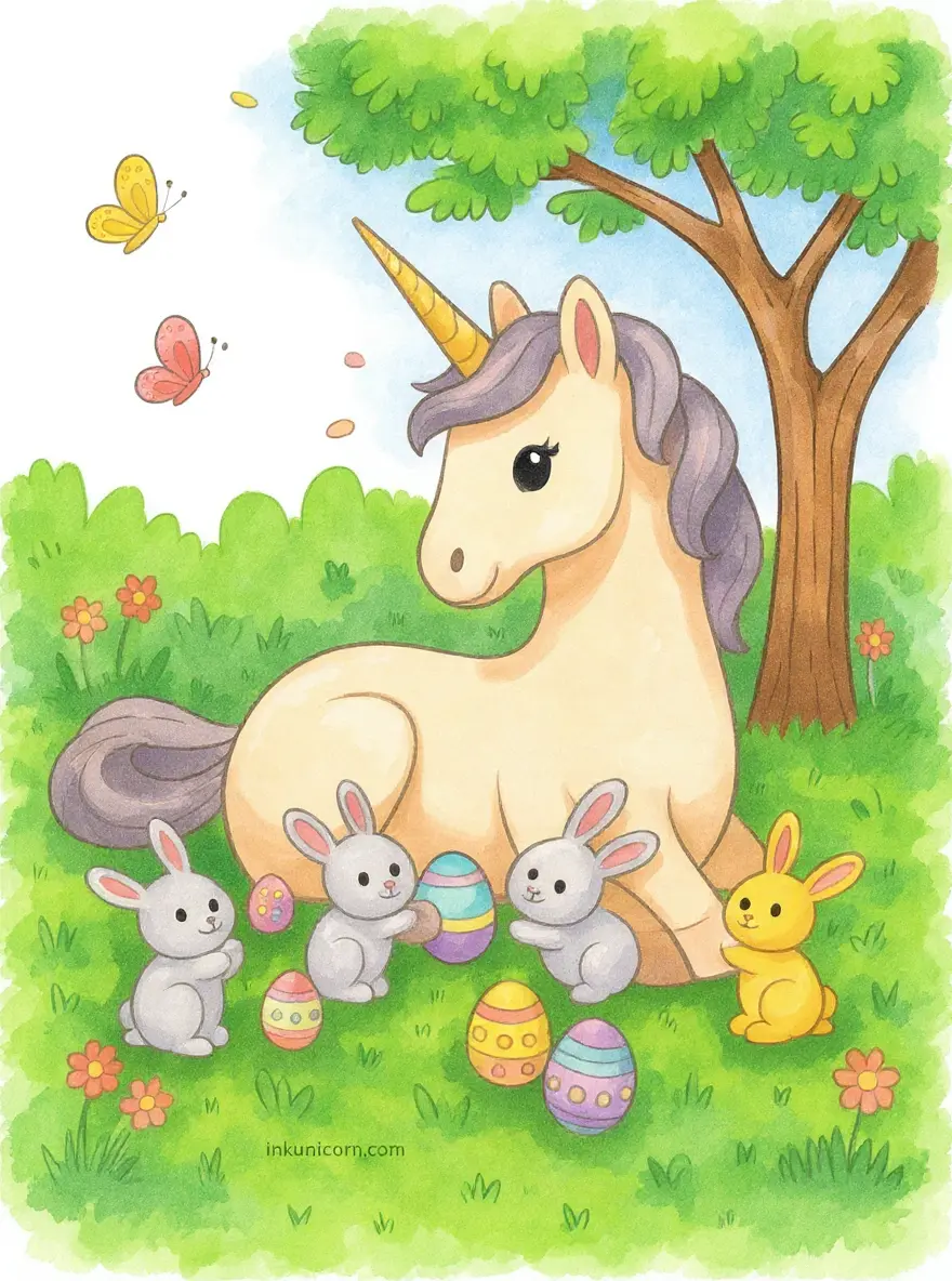 Easter Unicorn and Bunny Friends