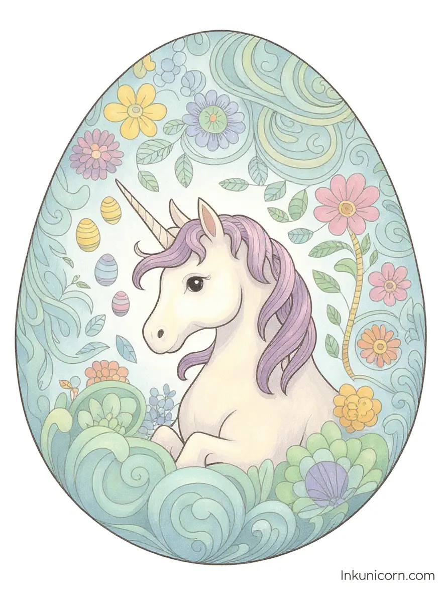 Easter Unicorn in Mandala Egg