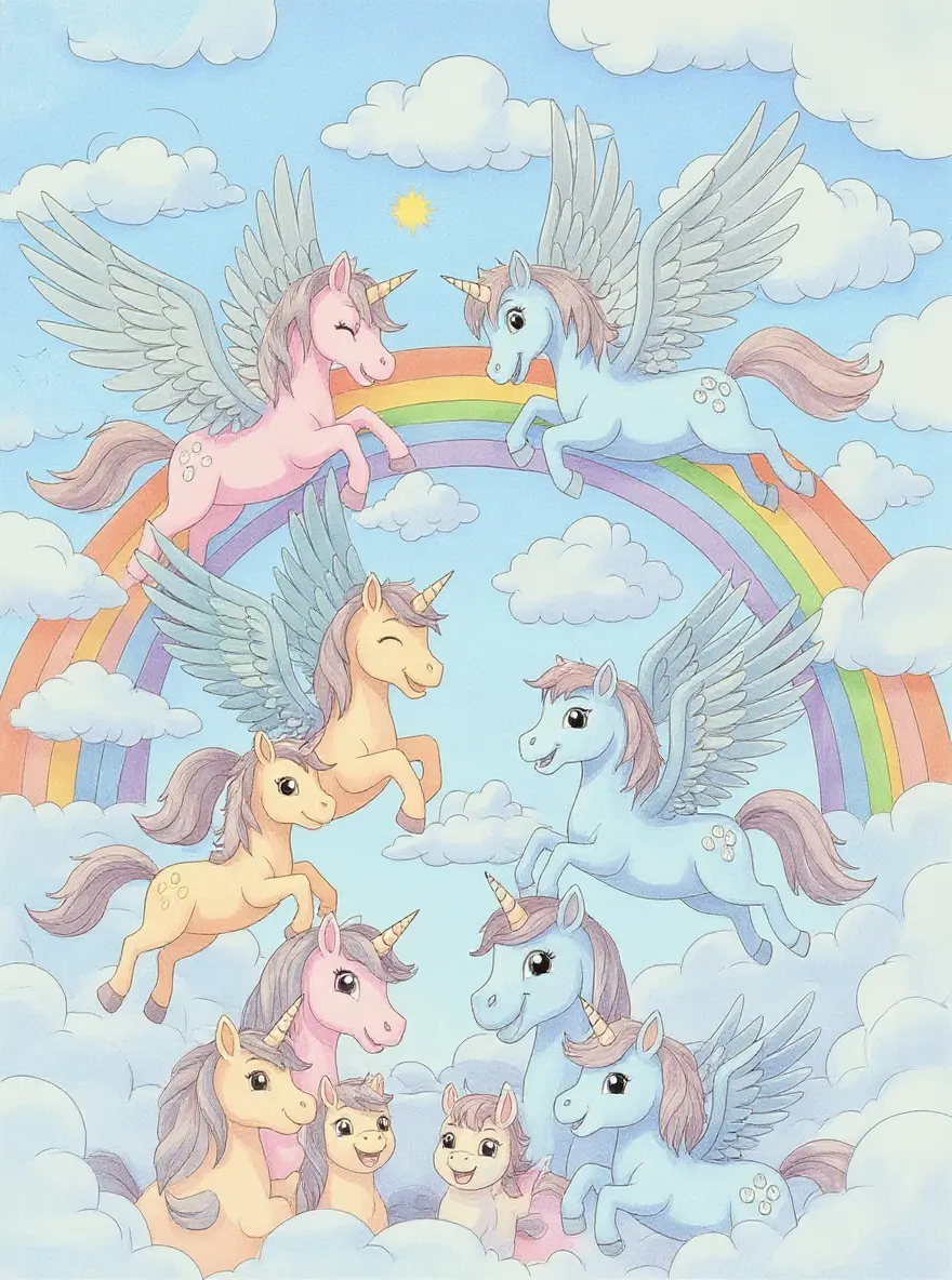 Family Unicorns With Pegasus Cousins