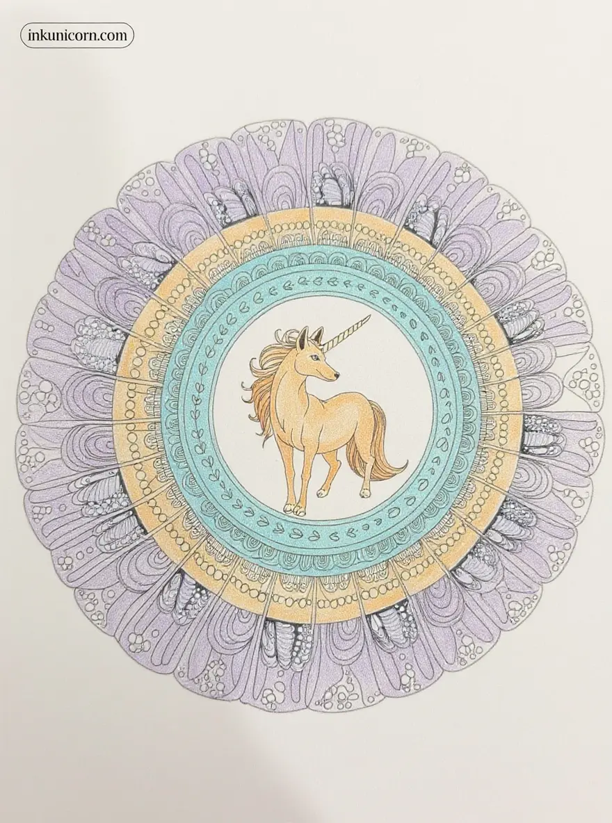 Fox Unicorn and Butterfly Zentangle Mandala