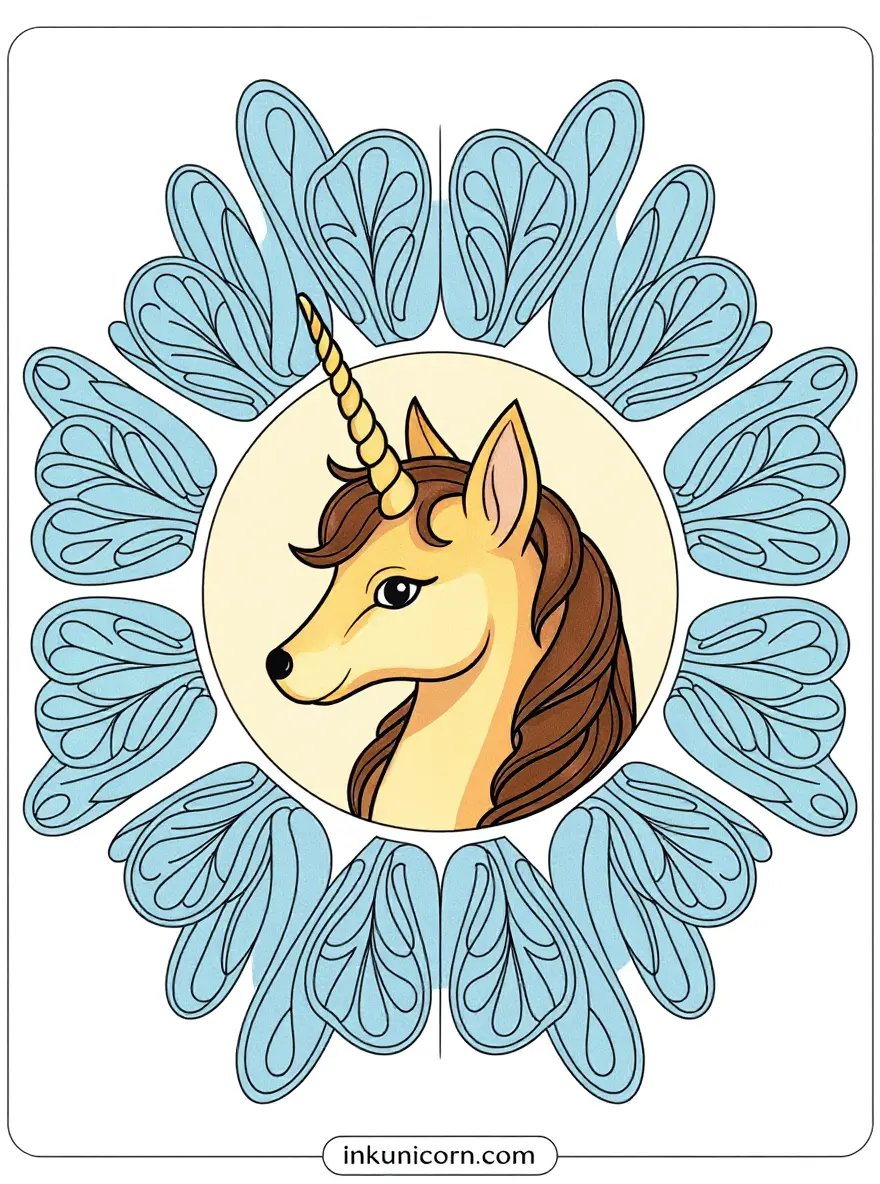 Fox Unicorn in Butterfly Mandala
