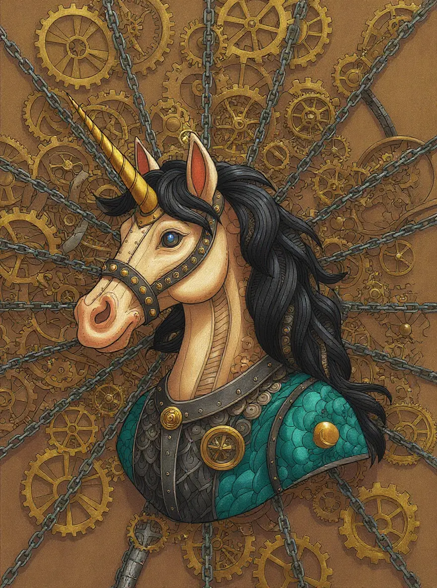 Gear Mandala Unicorn Bust