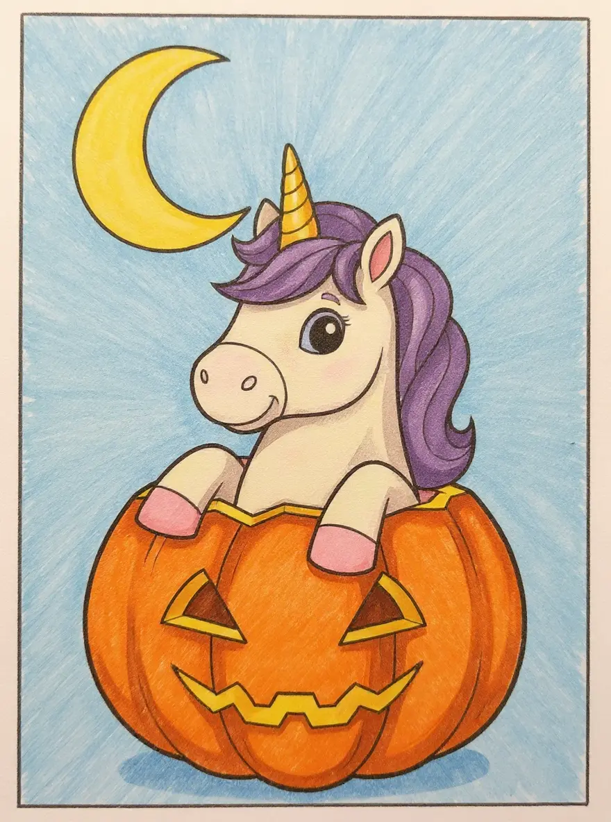 Halloween Pumpkin Peekaboo Unicorn