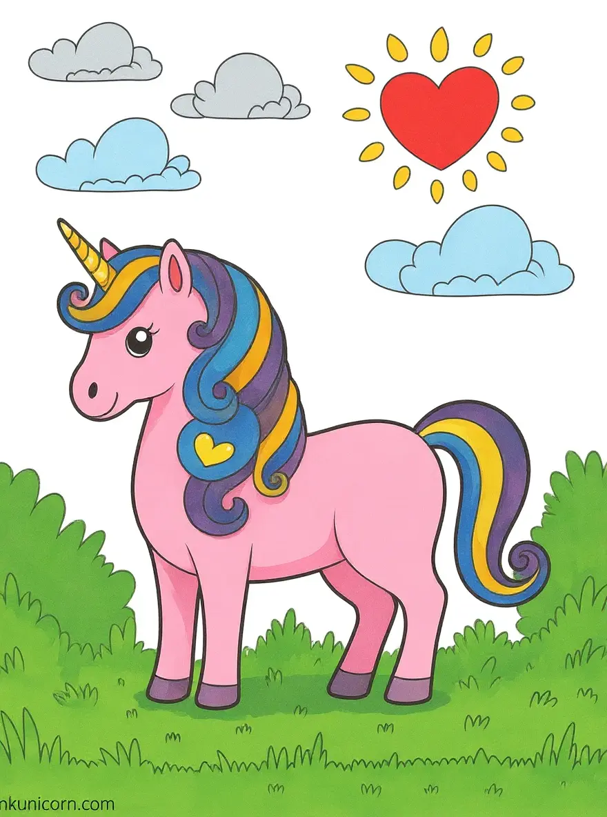 Heart Unicorn with Rainbow Mane