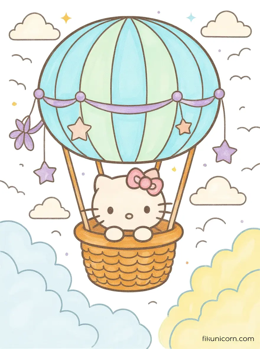 Hello Kitty Unicorn Cozy in a Hot-Air Balloon