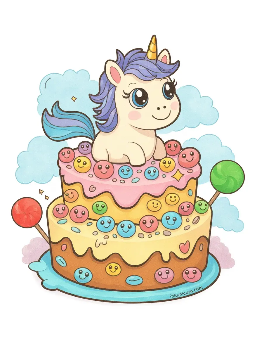 Kawaii Cake Unicorn With Sprinkles