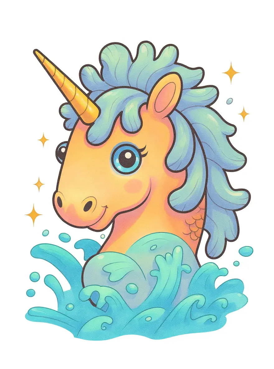 Kawaii Koi Fish Unicorn Head Close-Up