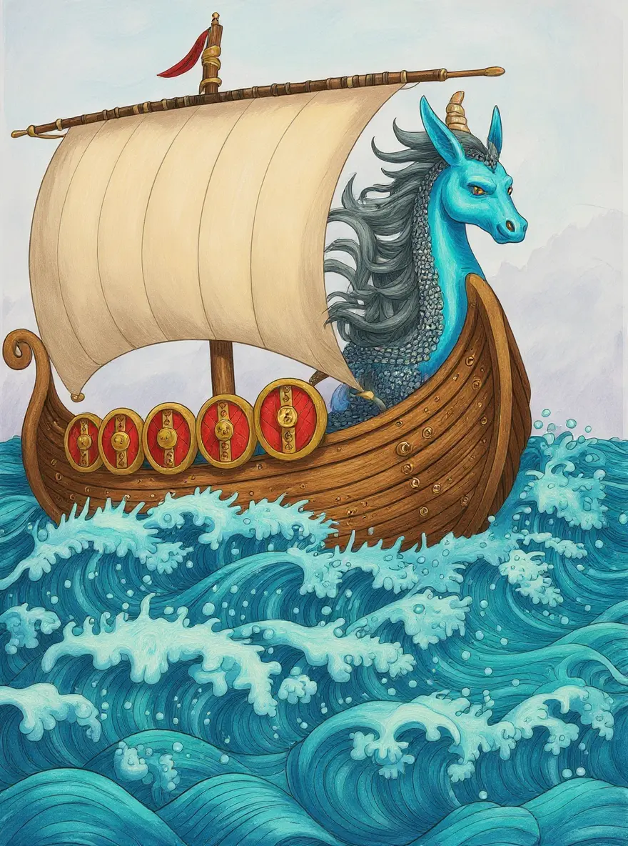 Kelpie Unicorn At Viking Longship