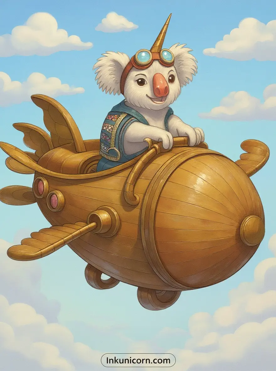 Koala Unicorn on a Steampunk Airship