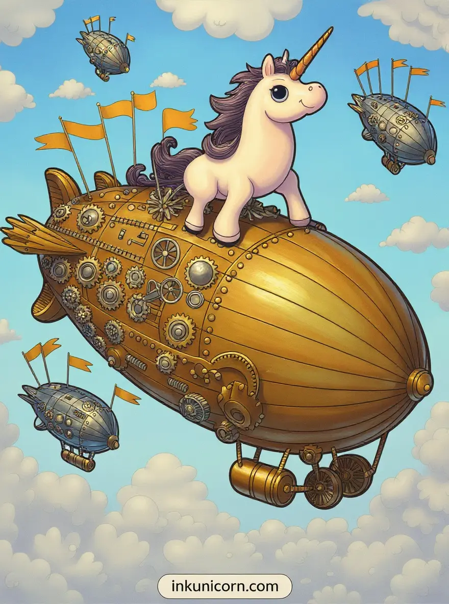 Lol Unicorn Steampunk Zeppelin Race