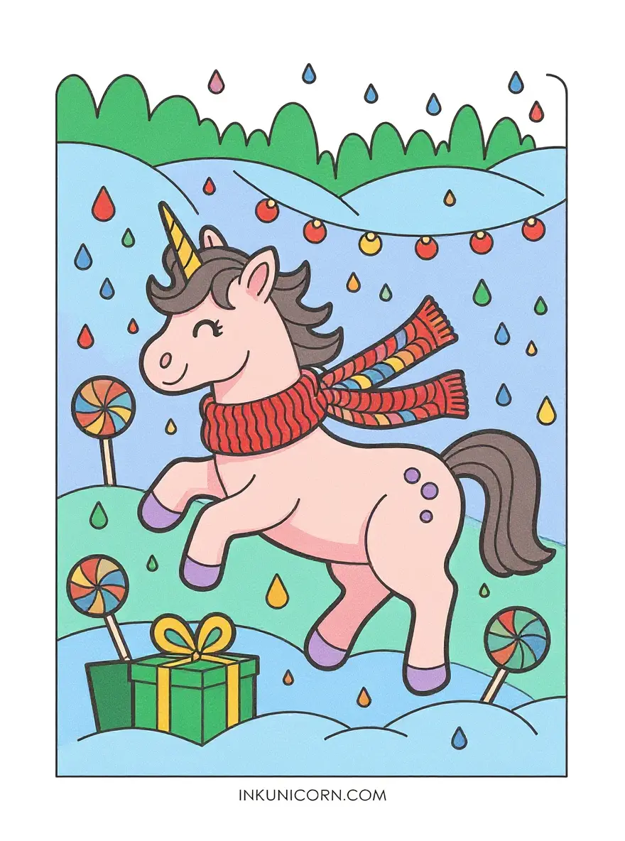 Lollipop Unicorn in a Christmas Wonderland