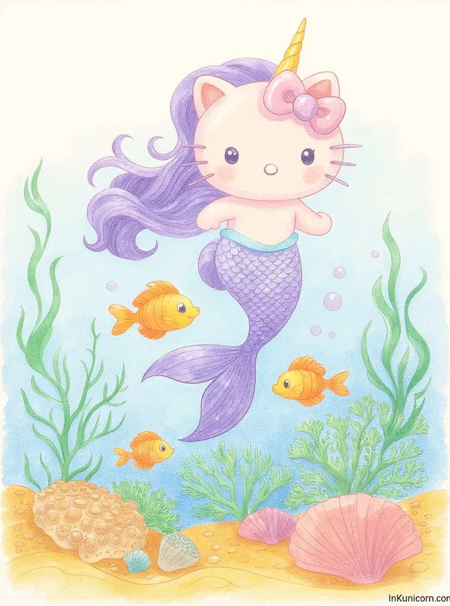 Mermaid Hello Kitty Unicorn Underwater