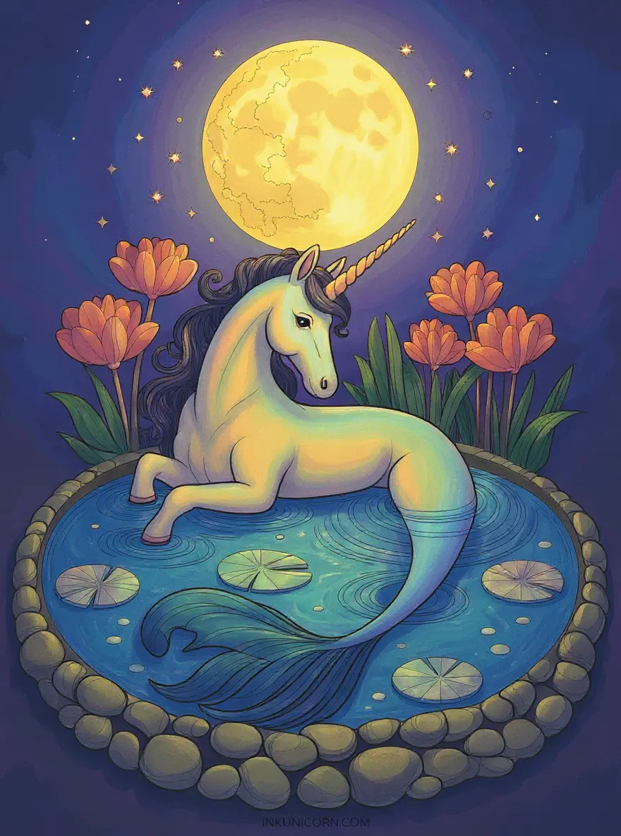 Mermaid Unicorn in a Magical Moon Pool
