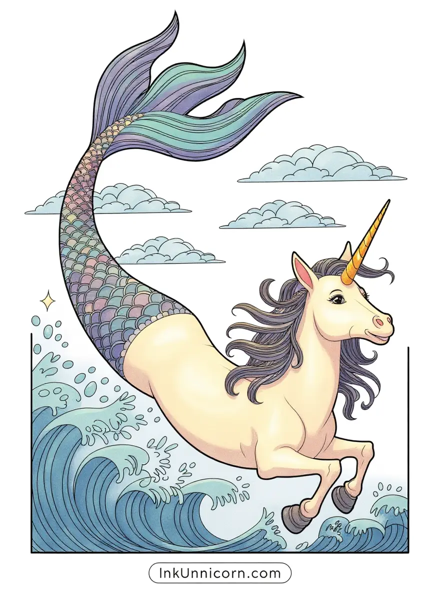 Mermaid Unicorn with Rainbow Tail