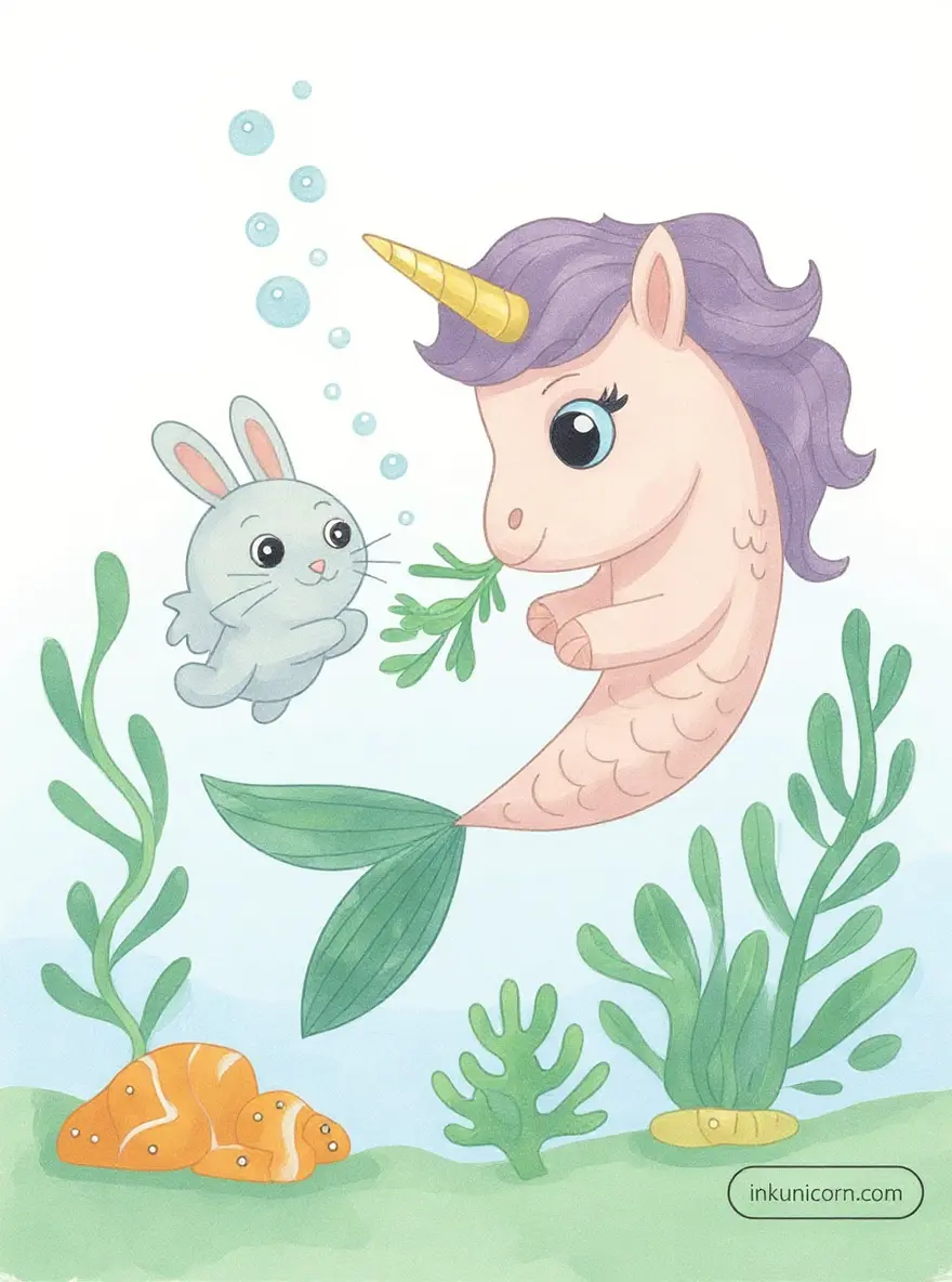 Mermaid Unicorn with Sea Bunny Friend