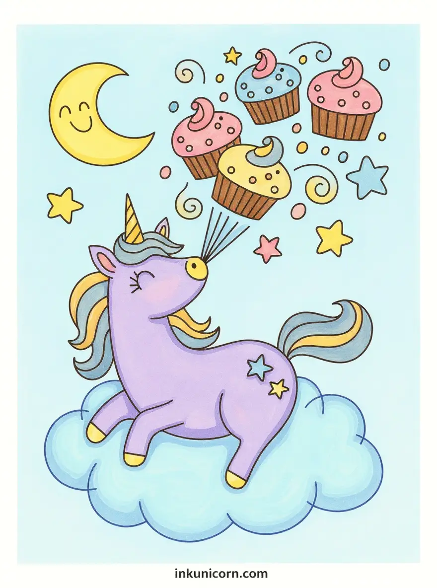 Moon Unicorn and Cupcake Bubbles