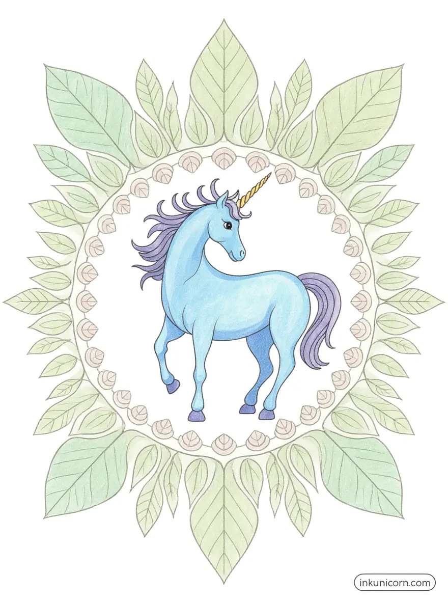Pegasus Unicorn in Mandala Garden