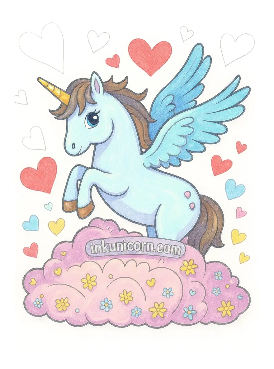 Pegasus Unicorn Valentine Hearts