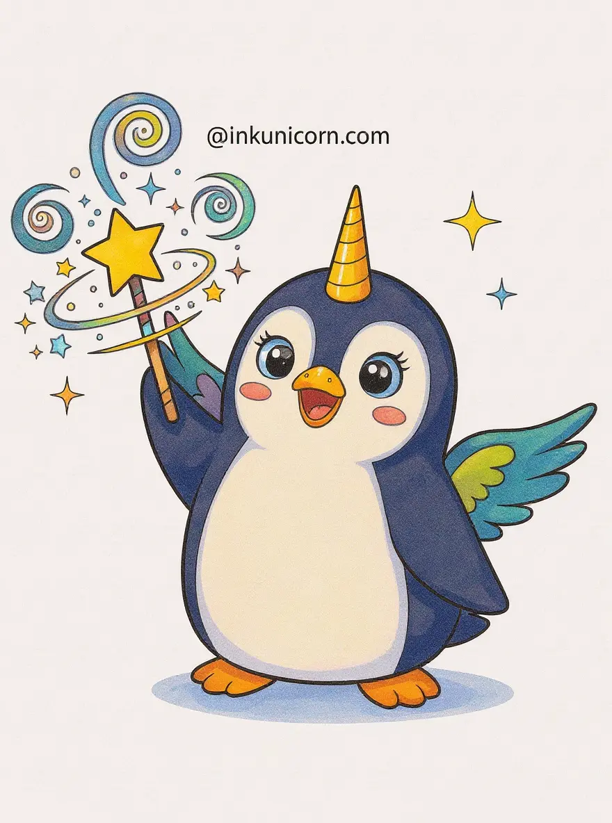Penguin Unicorn And Magic Wand