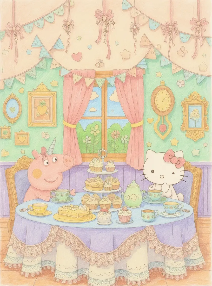Peppa Pig Unicorn and Hello Kitty Tea