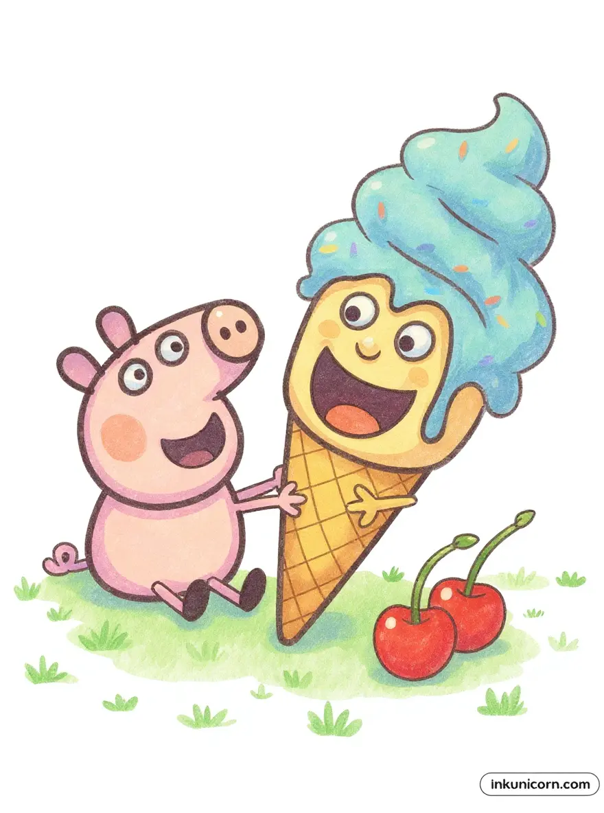 Peppa Pig Unicorn with Ice Cream Friends