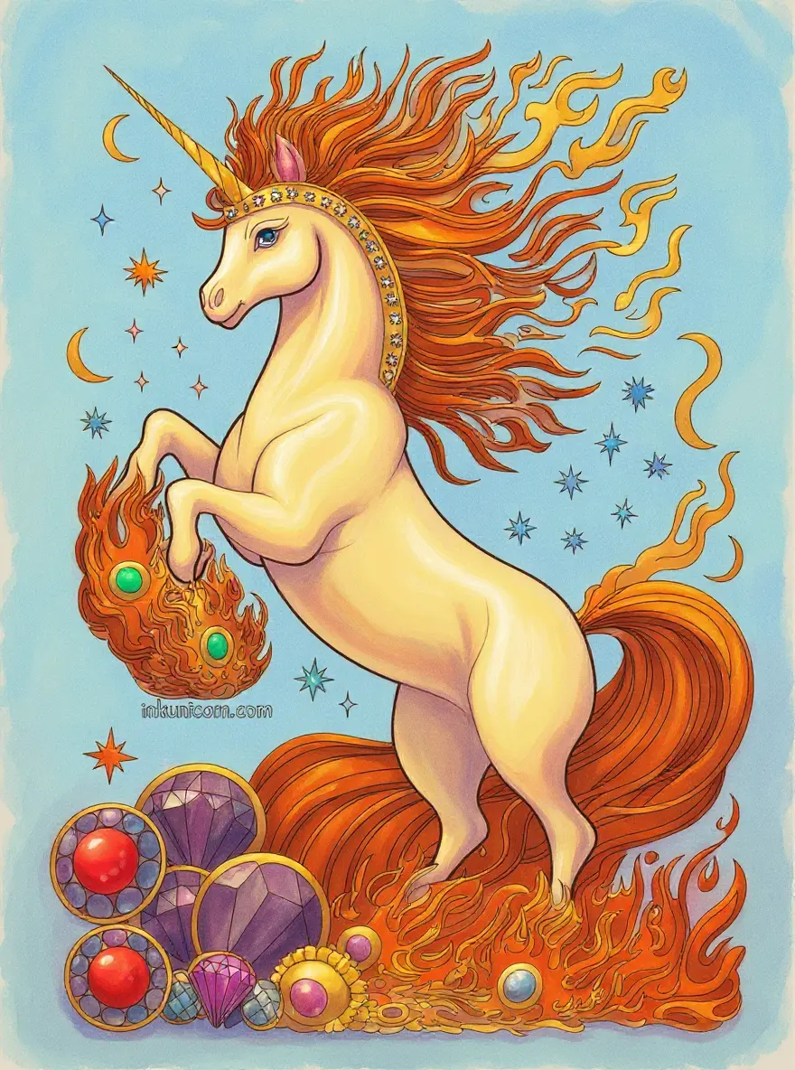 Phoenix Unicorn With Crown And Jewels