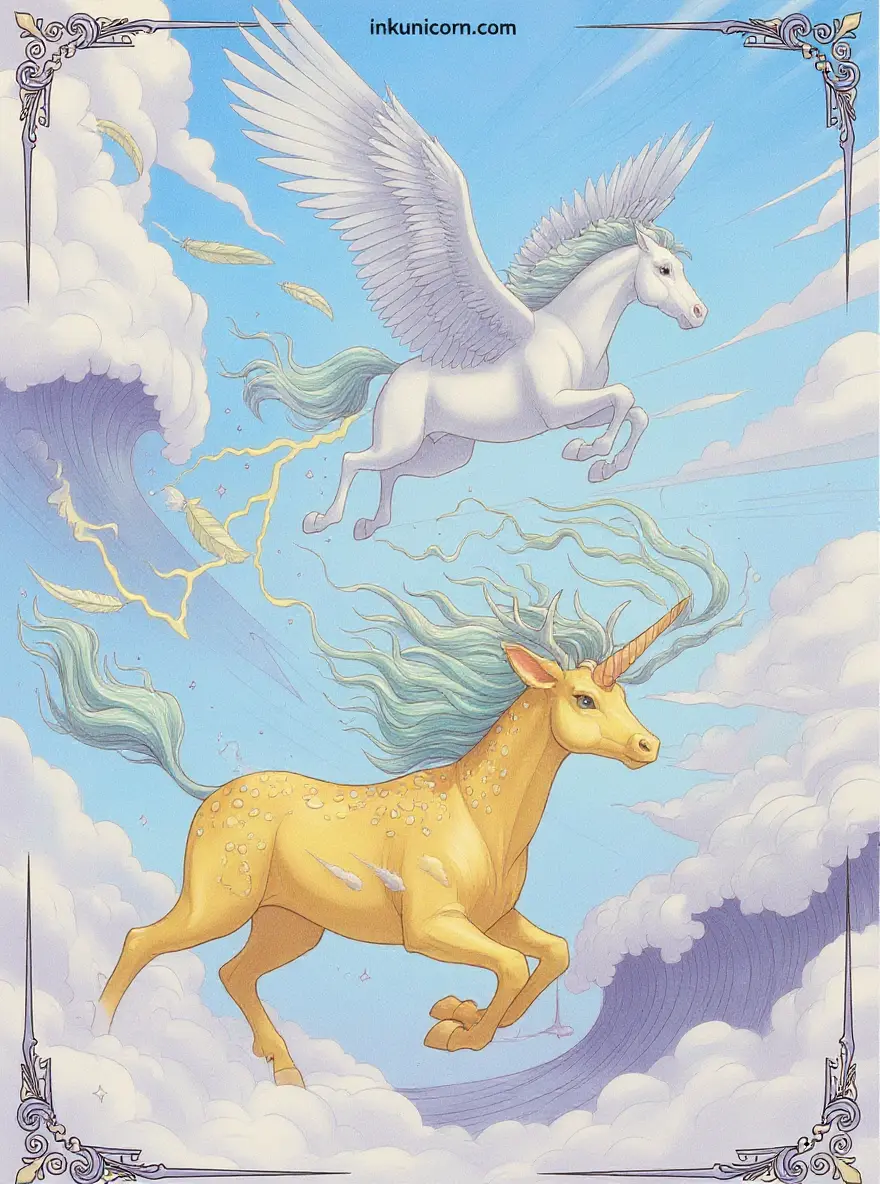 Qilin Unicorn and Flying Pegasus Chase
