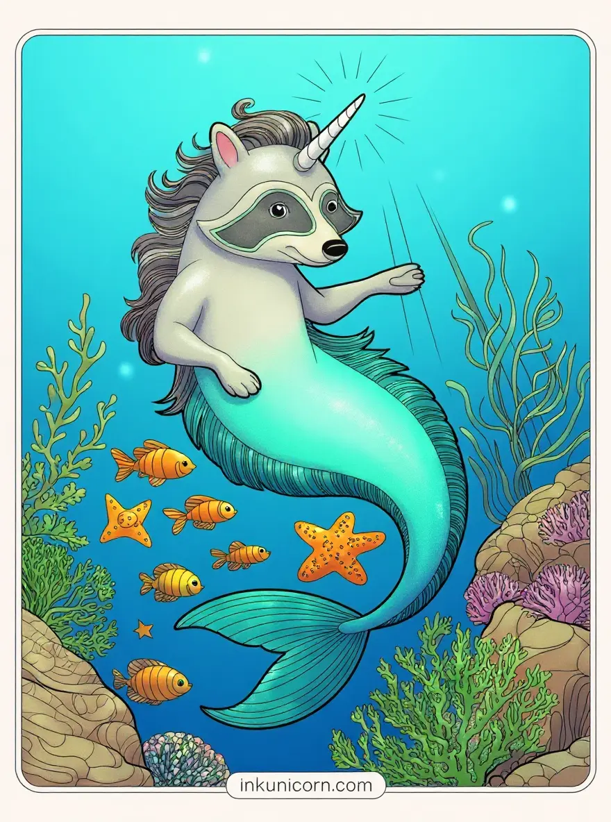 Raccoon Unicorn Mermaid Fantasy