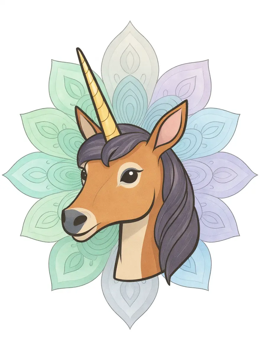 Simple Deer Unicorn Mandala