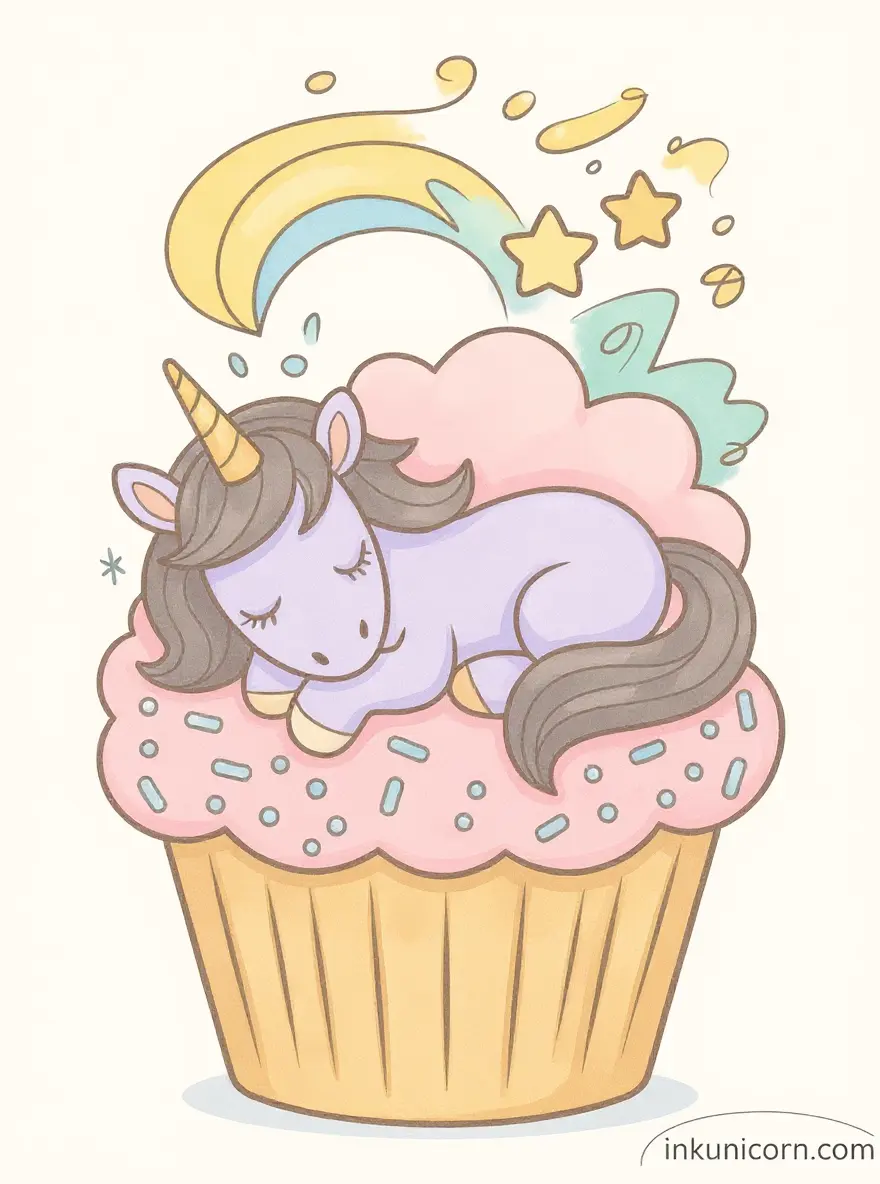 Sleepy Cupcake Unicorn Dreaming