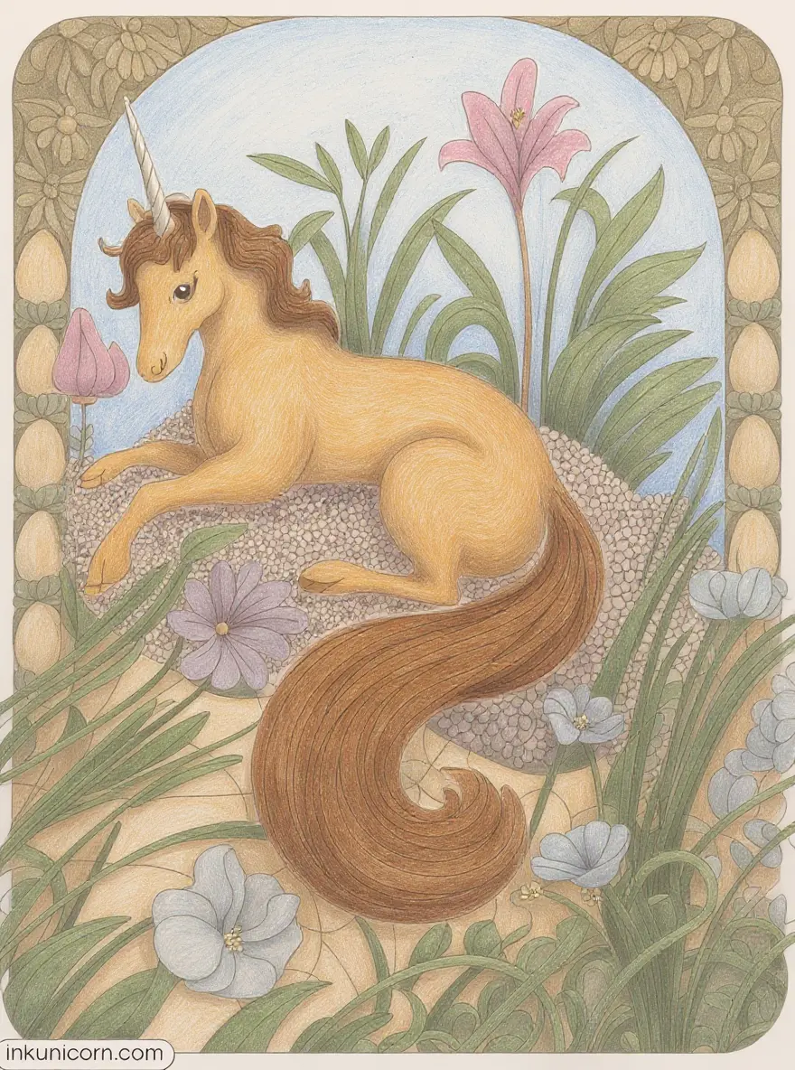 Squirrel Unicorn Art Nouveau Garden