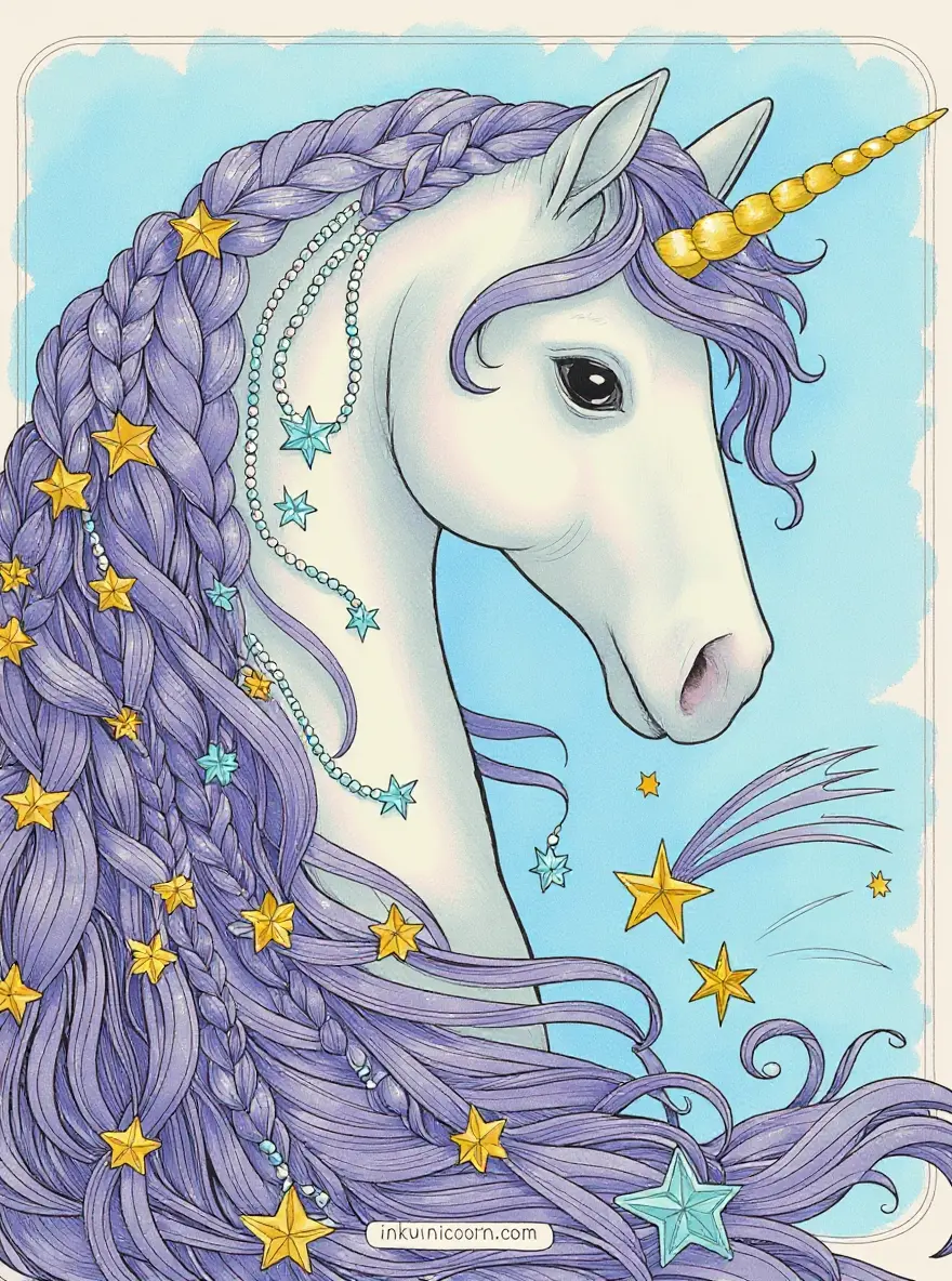 Stars Unicorn with Intricate Mane Braids