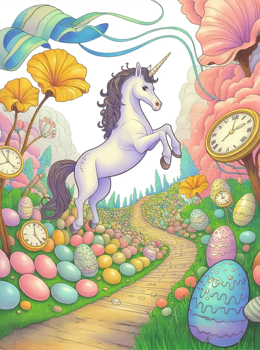 Surreal Easter Unicorn and Jellybeans