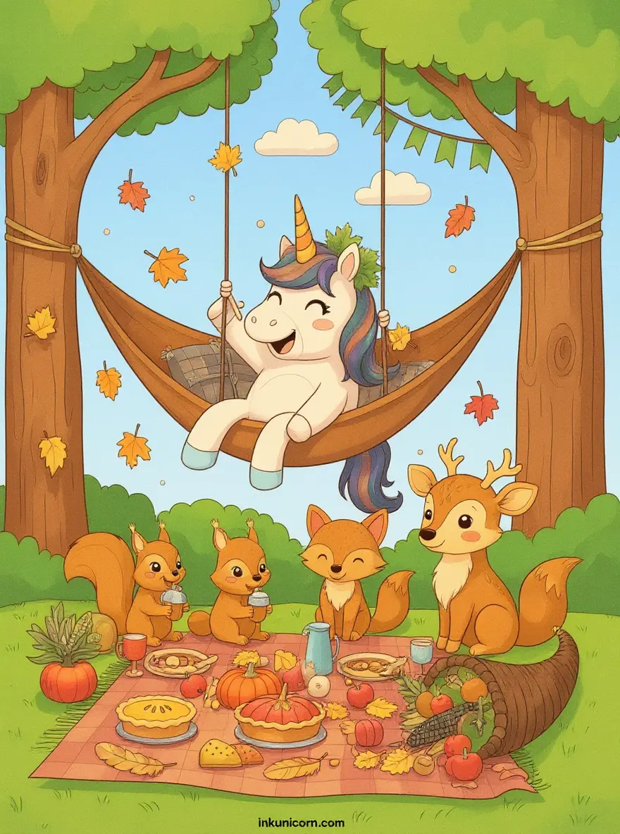 Swinging Hammock Unicorn Thanksgiving Feast