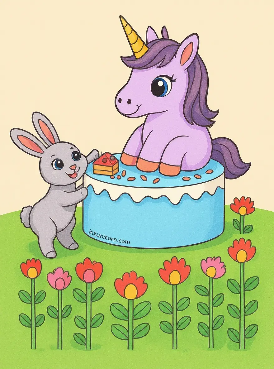Unicorn Cake With Climbing Bunny