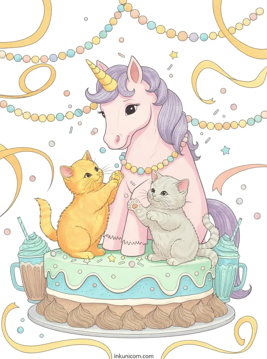 Unicorn Cake With Real Kitten Companions