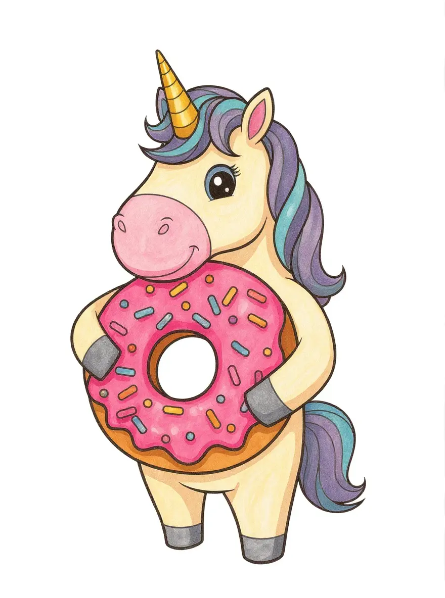 Unicorn Playing With Giant Donut