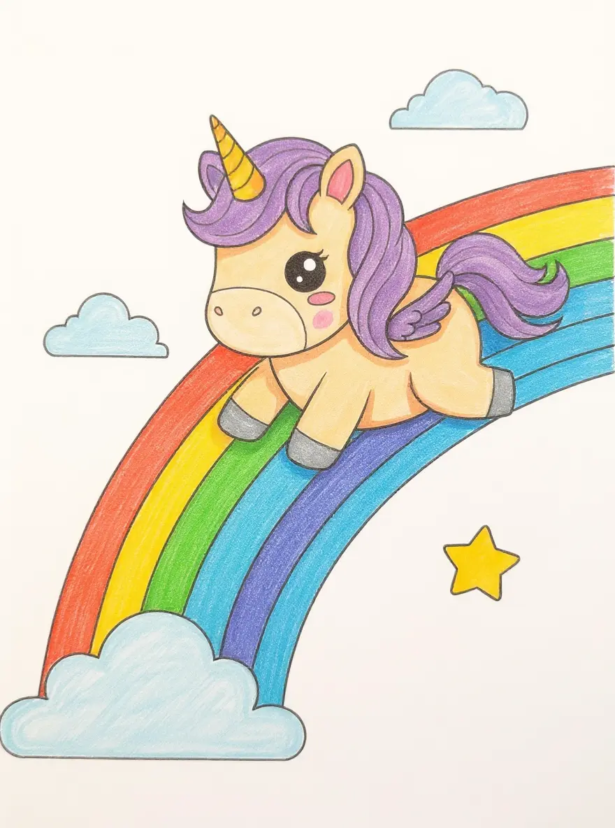 Unicorn Sliding Down Rainbow