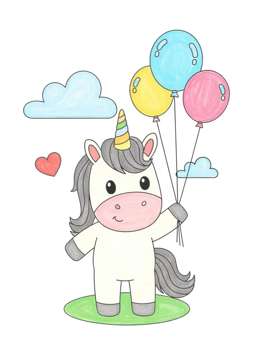 Unicorn With Balloon Bouquet