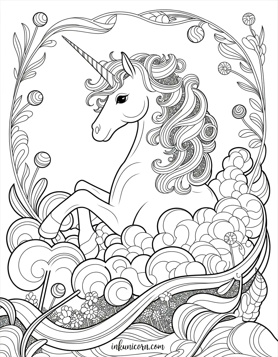 Art Nouveau Lollipop Unicorn Dreamscape