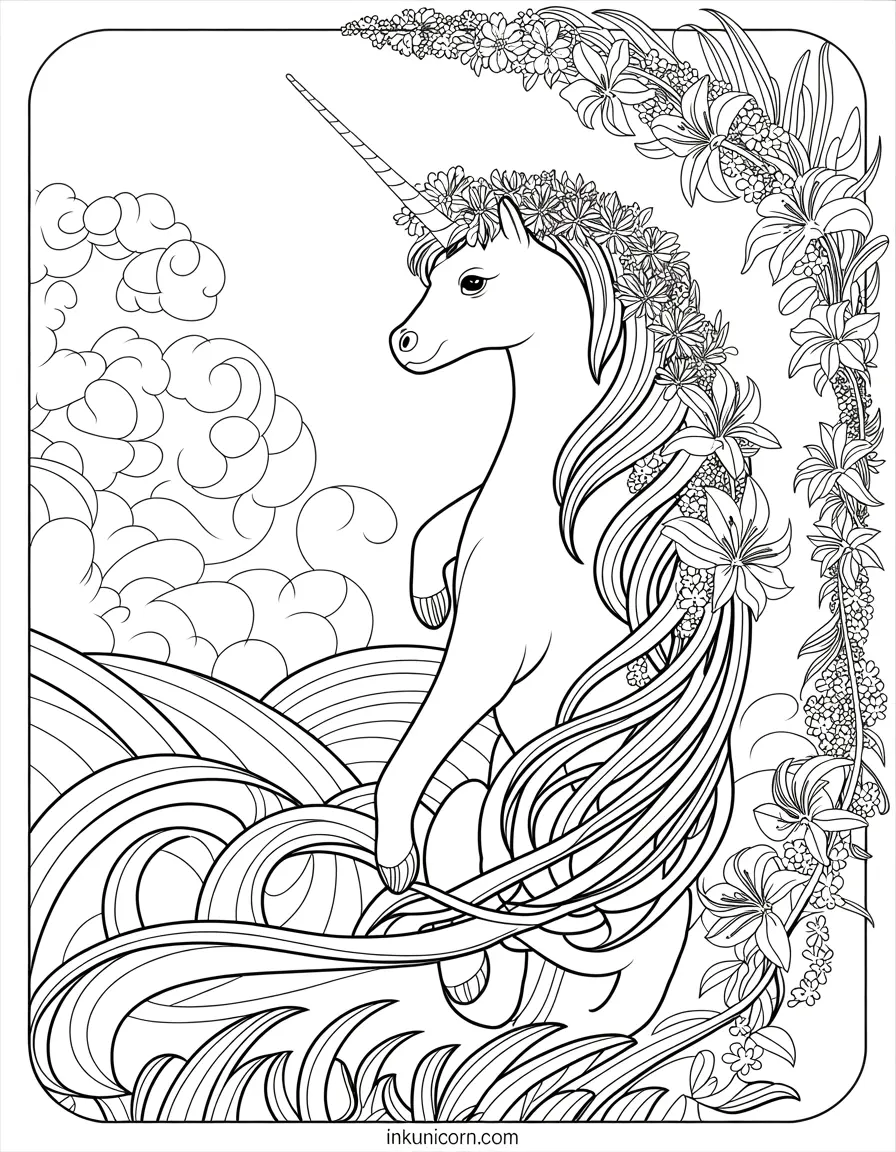 Art Nouveau Sloth Unicorn Landscape