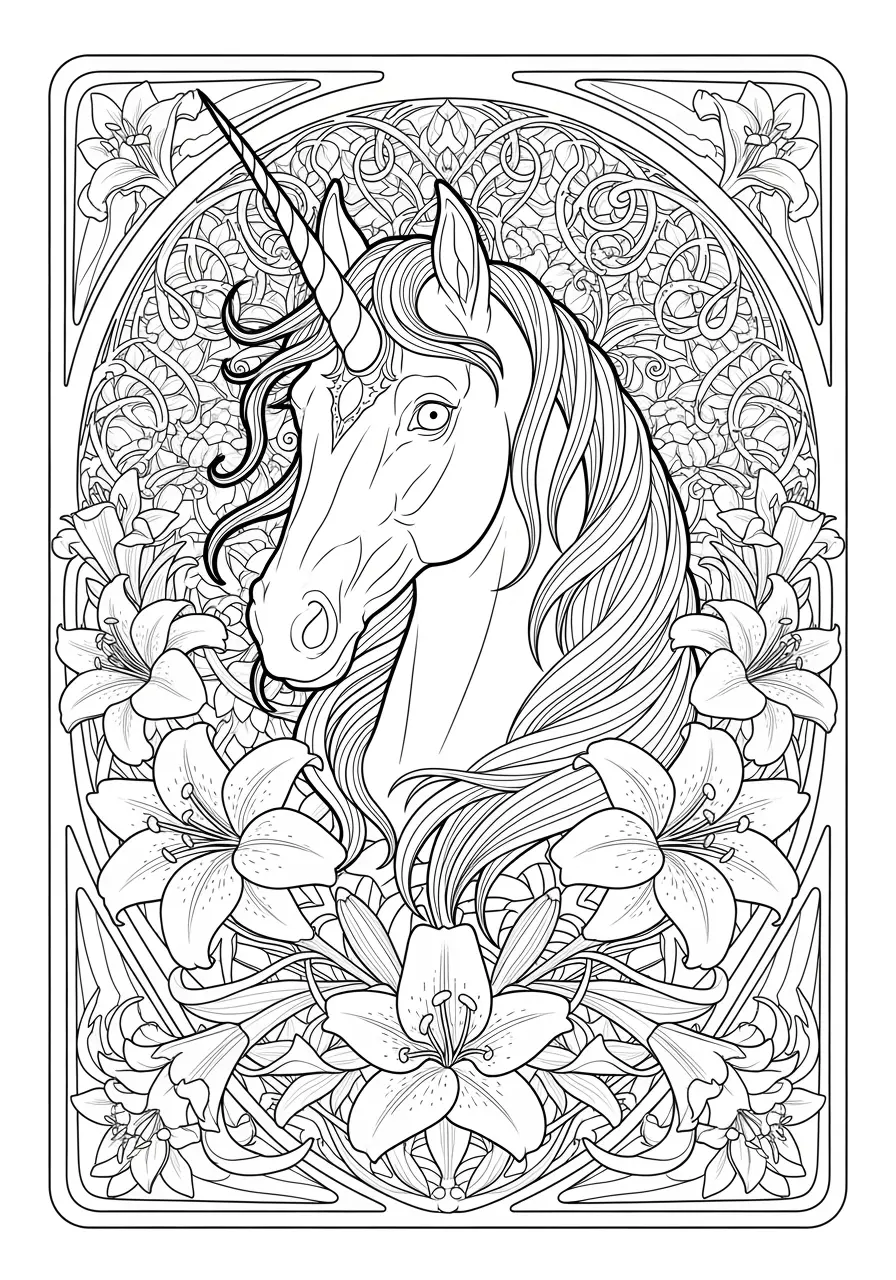 Art Nouveau Unicorn Bloom